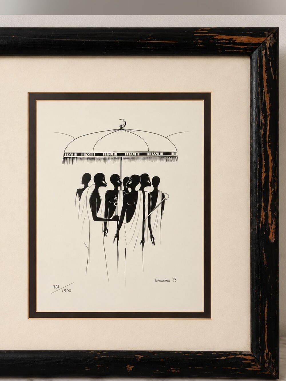Browning Ghana Art 1993 Numbered 461/1500 African Figurative Framed Print